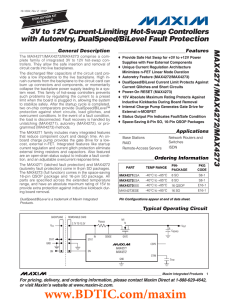 MAX4271/MAX4272/MAX4273 3V to 12V Current-Limiting Hot-Swap Controllers with Autoretry, DualSpeed/BiLevel Fault Protection