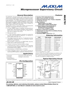 MAX791 Microprocessor Supervisory Circuit General Description Features