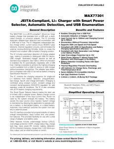 MAX77301 JEITA-Compliant, Li+ Charger with Smart Power General Description