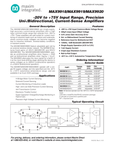 MAX9918/MAX9919/MAX9920 -20V to +75V Input Range, Precision Uni-/Bidirectional, Current-Sense Amplifiers