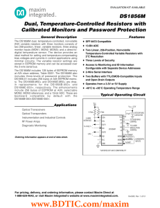 DS1856M Dual, Temperature-Controlled Resistors with Calibrated Monitors and Password Protection General Description