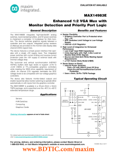 MAX14983E Enhanced 1:2 VGA Mux with Monitor Detection and Priority Port Logic