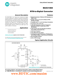 MAX31865 RTD-to-Digital Converter General Description Features