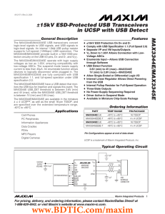 MAX3344E/MAX3345E ±15kV ESD-Protected USB Transceivers in UCSP with USB Detect General Description