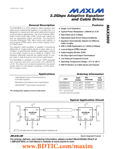 MAX3800 3.2Gbps Adaptive Equalizer and Cable Driver General Description