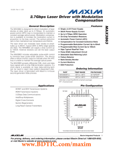 MAX3863 2.7Gbps Laser Driver with Modulation Compensation General Description