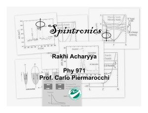 Spintronics Rakhi Acharyya Phy 971 Prof. Carlo Piermarocchi