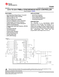 3.0-V TO 20-V PMBus SYNCHRONOUS BUCK CONTROLLER TPS40400 FEATURES APPLICATIONS