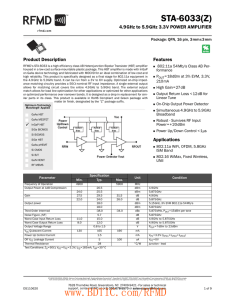 STA-6033(Z) 4.9GHz to 5.9GHz 3.3V POWER AMPLIFIER Features Product Description