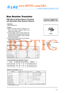 Bias Resistor Transistor LDTA113ZET1G PNP Silicon Surface Mount Transistor
