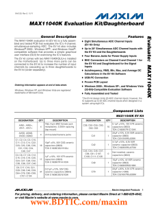 Evaluate:  MAX11040K MAX11040K Evaluation Kit/Daughterboard General Description Features