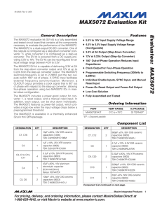 Evaluates:  MAX5072 MAX5072 Evaluation Kit General Description Features
