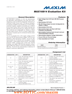 MAX16814 Evaluation Kit Evaluates: General Description Features
