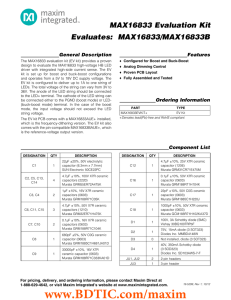 MAX16833 Evaluation Kit Evaluates:  MAX16833/MAX16833B General Description Features