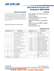 MAX16948 Evaluation Kit Evaluates: MAX16948 General Description Features