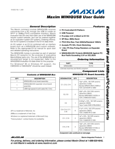 Evaluates: SPI and SMBus/I Maxim MINIQUSB User Guide General Description Features