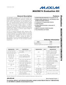 MAX9674 Evaluation Kit Evaluates: General Description Features