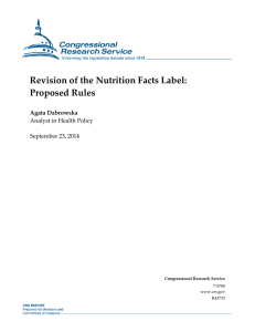 Revision of the Nutrition Facts Label: Proposed Rules Agata Dabrowska