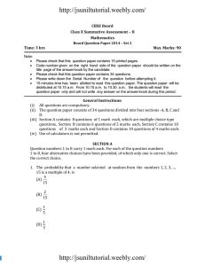 CBSE  | MATHEMATICS CBSE Board Class X Summative Assessment – II