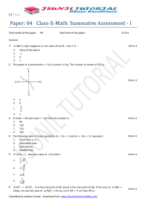 Paper: 04   Class-X-Math: Summative Assessment - I 1 |