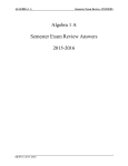 Algebra 1 A  Semester Exam Review Answers 2015-2016