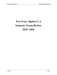 Two-Year Algebra 2 A Semester Exam Review 2015–2016