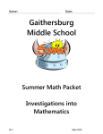 Gaithersburg Middle School Summer Math Packet