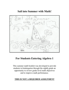 Sail into Summer with Math!  For Students Entering Algebra 1