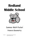 Redland Middle School Summer Math Packet Honors Geometry