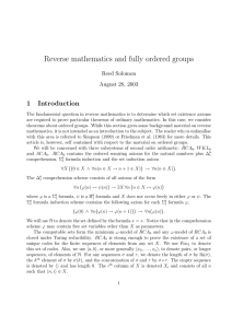 Reverse mathematics and fully ordered groups 1 Introduction Reed Solomon