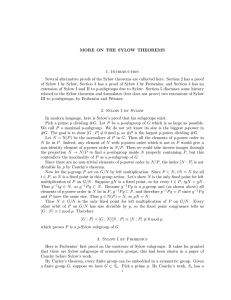 MORE ON THE SYLOW THEOREMS 1. Introduction