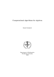 Computational algorithms for algebras Samuel Lundqvist Department of Mathematics Stockholm University