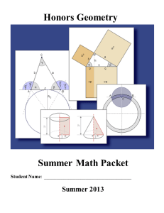 Honors Geometry Summer Math Packet Summer 2013