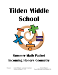 Tilden Middle School Summer Math Packet Incoming Honors Geometry