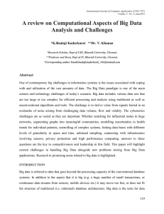 A review on Computational Aspects of Big Data Analysis and Challenges