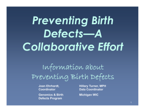 Preventing Birth Defects—A Collaborative Effort Information about