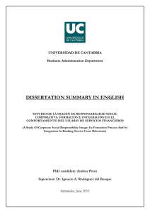 DISSERTATION SUMMARY IN ENGLISH  UNIVERSIDAD DE CANTABRIA Business Administration Department