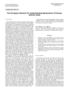 The European Network For Understanding Mechanisms Of Severe Asthma study CORRESPONDENCE