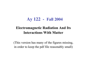 Ay 122  - Fall 2004 Electromagnetic Radiation And Its Interactions With Matter