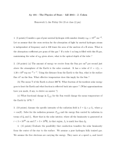 Ay 101 - The Physics of Stars – fall 2015 -... Homework 3, due Friday Oct 23 at class (2 pm)