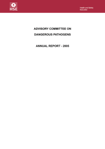 ADVISORY COMMITTEE ON DANGEROUS PATHOGENS ANNUAL REPORT - 2005