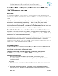 Update #4 on Middle East Respiratory Syndrome Coronavirus (MERS-CoV)