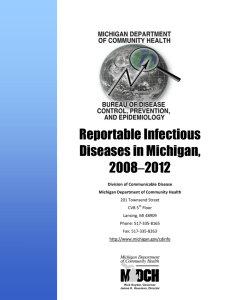 Reportable Infectious Diseases in Michigan, 2008–2012