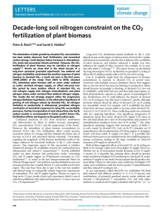 Decade-long soil nitrogen constraint on the CO fertilization of plant biomass LETTERS *