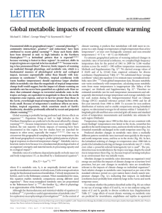 LETTER Global metabolic impacts of recent climate warming