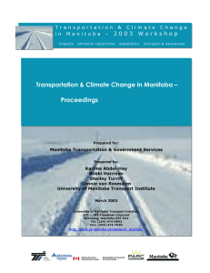 Transportation &amp; Climate Change in Manitoba – Proceedings