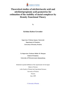 Theoretical studies of nitrilotriacetic acid and nitrilotripropionic acid geometries for