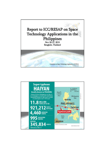 Report to ICC/RESAP on Space Technology Applications in the Philippines Nov 26