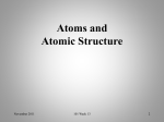 Atoms and Atomic Structure 101 Week 13 2