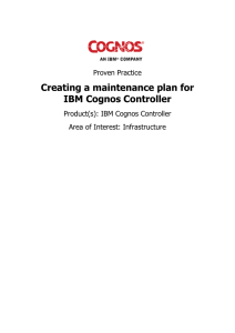 Creating a maintenance plan for IBM Cognos Controller Proven Practice